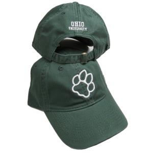 Image of Dark Green Twill Hat: Raised Outline Paw