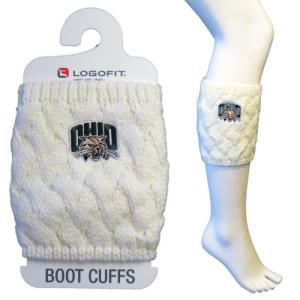 Image of Ivory Knit Boot Cuffs: Attack Cat Embroidered Patch