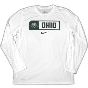 Image of Nike White Performance Long-Sleeve Tee:Ohio Cat Face Bar