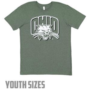 Image of YOUTH Green Heather Tee: Attack Cat Drop Shadow
