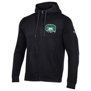 Image of Under Armour Black Full-Zip Hooded Sweatshirt: Attack Cat Left Chest