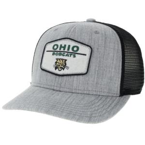 Image of Gray/Black Trucker Hat: Hexagonal Felt Patch Stack over Cat