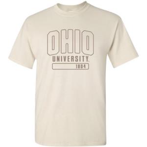 Image of Crazy 8 Tee: Natural with Tonal Outline Ohio University over Outline Bar
