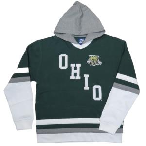 Image of Dark Green Hockey Hood: Diagonal Ohio with Cat Face 