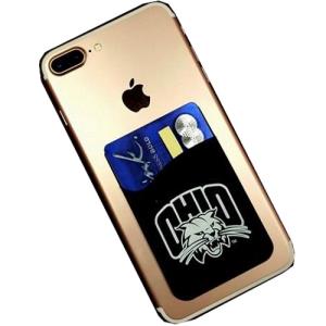 Image of Cellphone Card/ID Holder Pocket: Black with Attack Cat