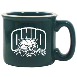 Image of Dark Green Ceramic Camp Mug: Attack Cat