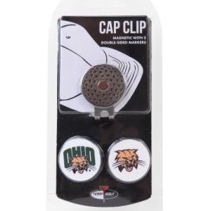 Image of Golf Cap Clip with 2 Markers: White with  Attack Cat/Cat Face