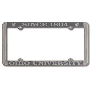 Image of License Plate Frame: Thin Rim Antique Pewter Paws Since 1804
