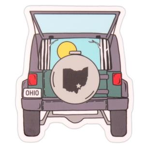 Image of CC Sticker: Green Jeep Back with Ohio Tire Cover